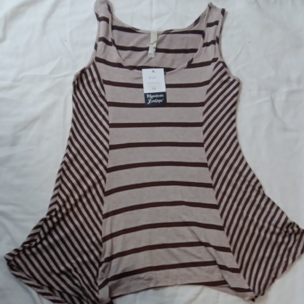 Promesa Tan and Brown Striped Tank Top